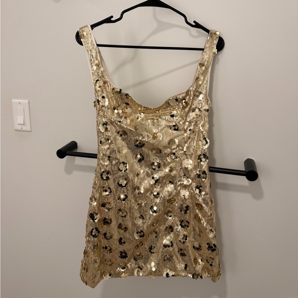 Showpo gold sequin polka dot vivienne mini dress - Picture 2 of 3